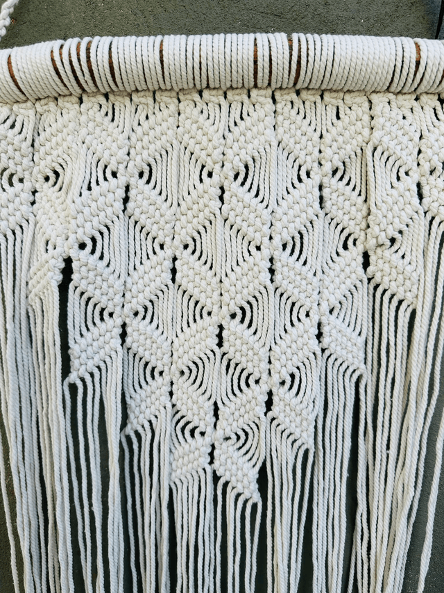 Décoration murale Macrame Long - coton - blanc