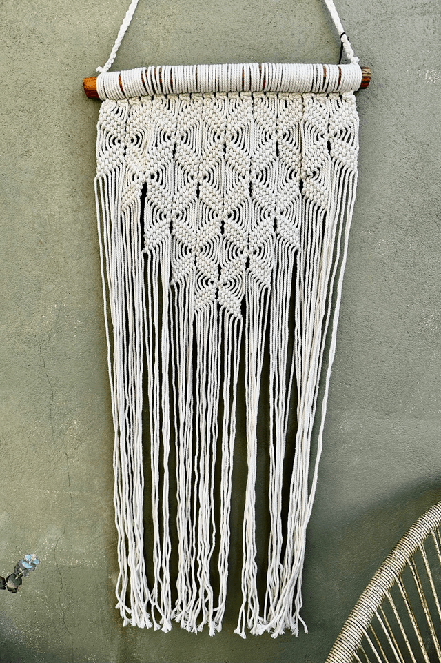 Décoration murale Macrame Long - coton - blanc
