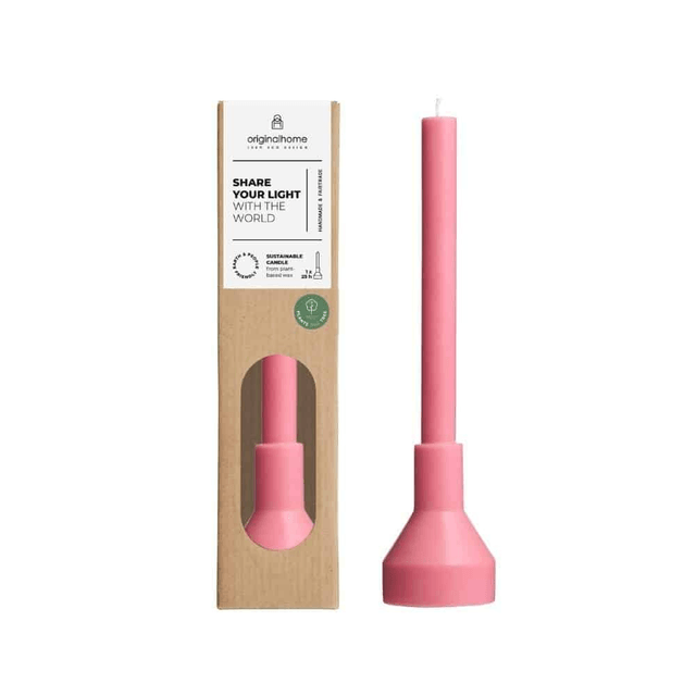 bougie et bougeoir rose