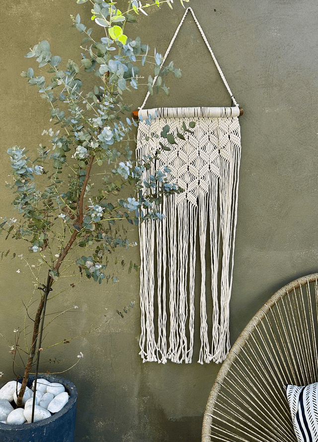Décoration murale Macrame Long - coton - blanc