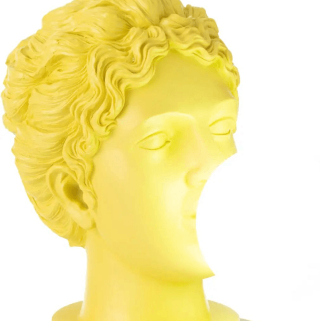 LAMPE FEMME TETE RESINE JAUNE