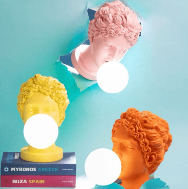 LAMPE FEMME TETE RESINE ORANGE