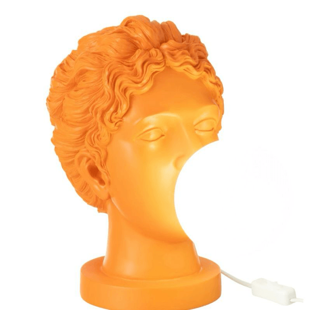 LAMPE FEMME TETE RESINE ORANGE