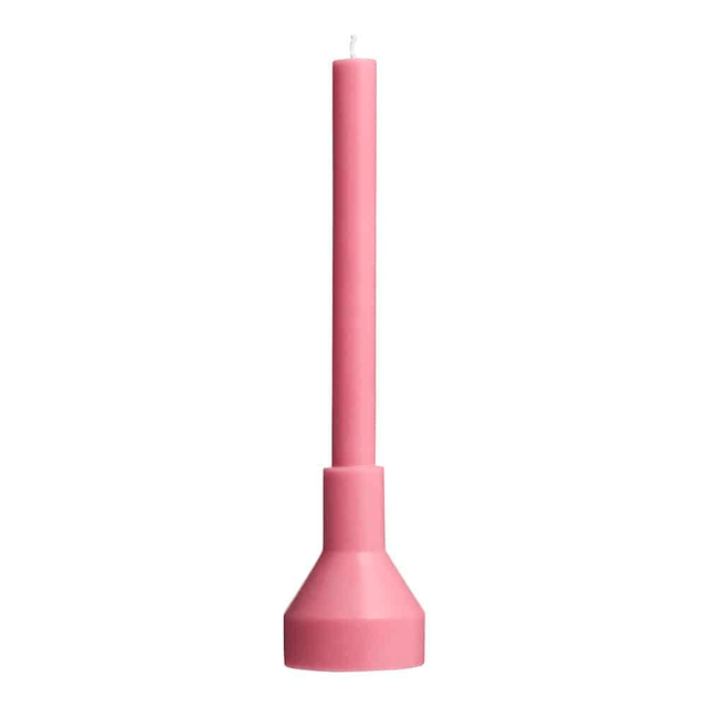 bougie et bougeoir rose
