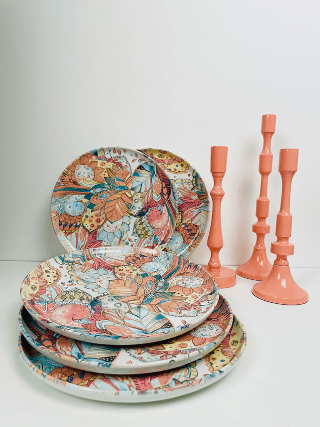 ASSIETTES ROSES FLORALES x6