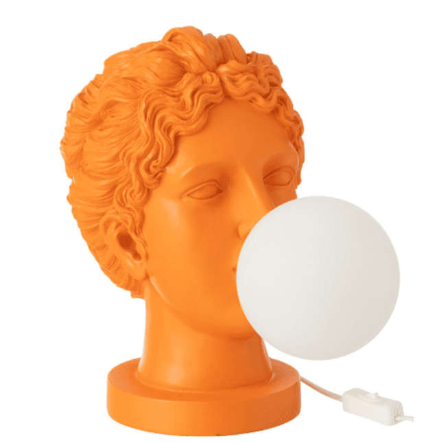 LAMPE FEMME TETE RESINE ORANGE