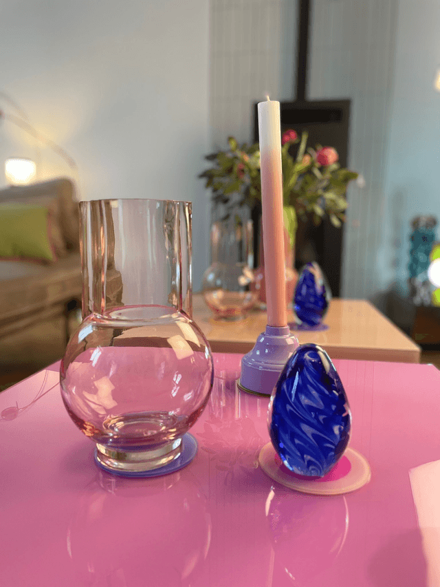 Glass vase SUNDAE PINK 10*23